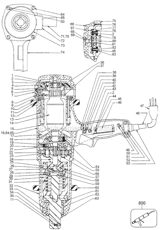 Page A Diagram and Parts List for 2225 Type 1 Black and Decker Impact Driver